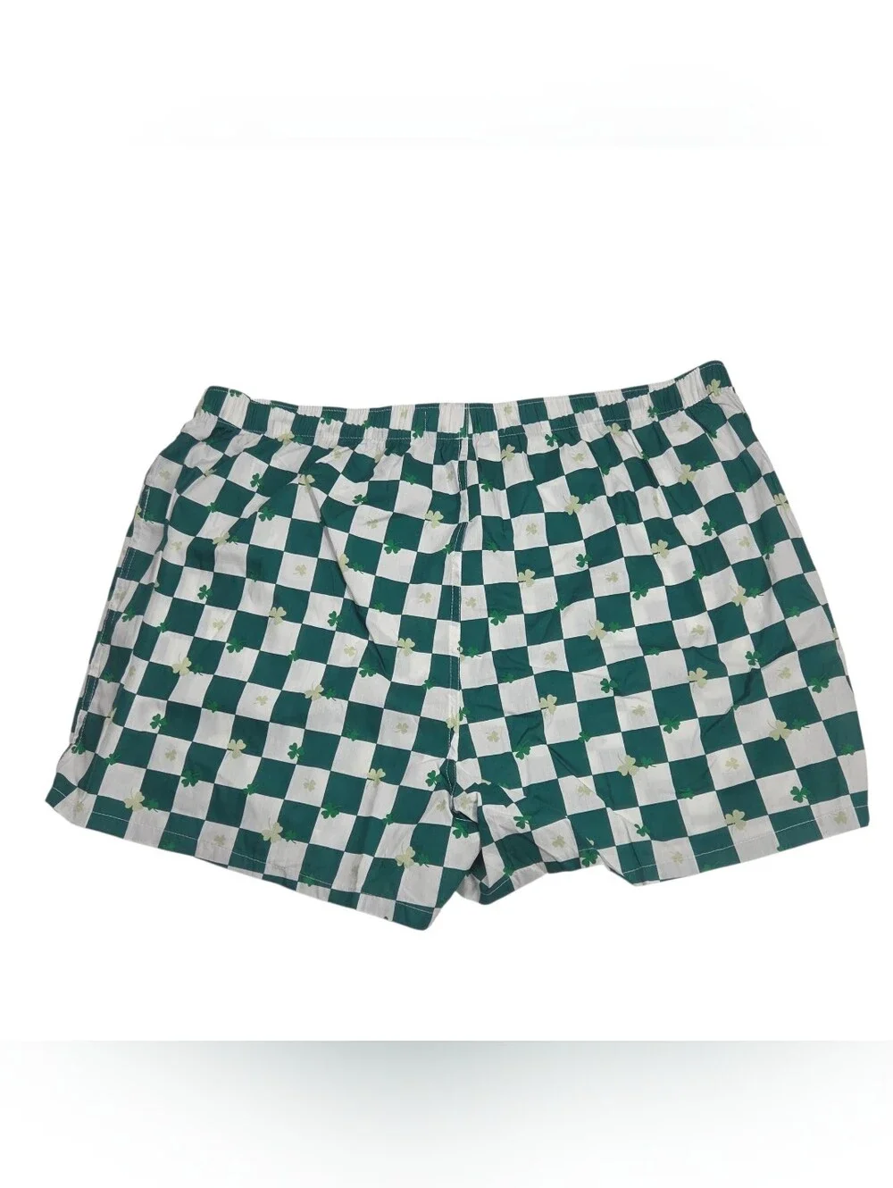 Old Navy Green and White Checkered Boxers with Shamrock Motif. Size XXL